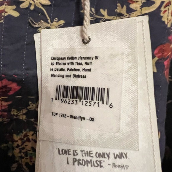 European Cotton Harmony Blouse with ties . NWT Gorgeous Magnolia Pearl - Picture 7 of 8